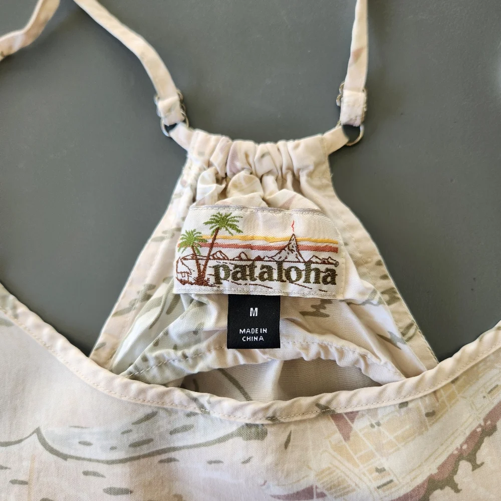 Patagonia Women's Limited Edition Pataloha Dress Size M Voyage Cream Hawaiian - Picture 8 of 15